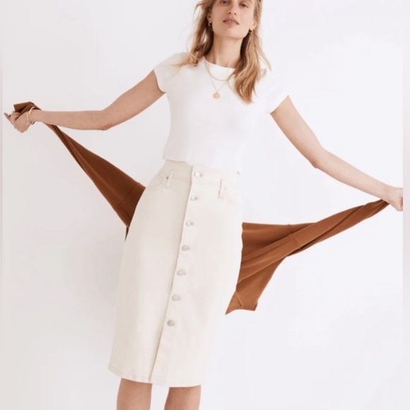 Madewell - Denim High-Waist Midi Pencil Skirt in Vintage Canvas Wash BNWT - Picture 1 of 9